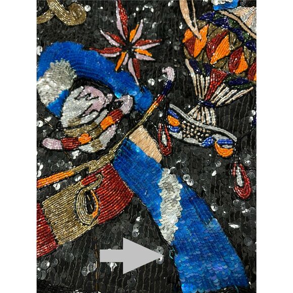 Giorgio Kauten Italian Designer McBling Vtg Sequin Blouse Stars Planets Balloons - Picture 6 of 11